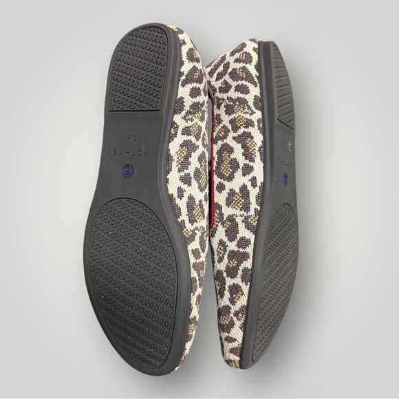 Rothy's Mocha Spot Animal Leopard Cheetah Slip On Loafer Flat Shoes Size 7.5 - Picture 6 of 8